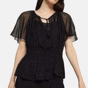 NEW Theory Tie Neck Top in Crinkled Silk Chiff | Work to Weekend